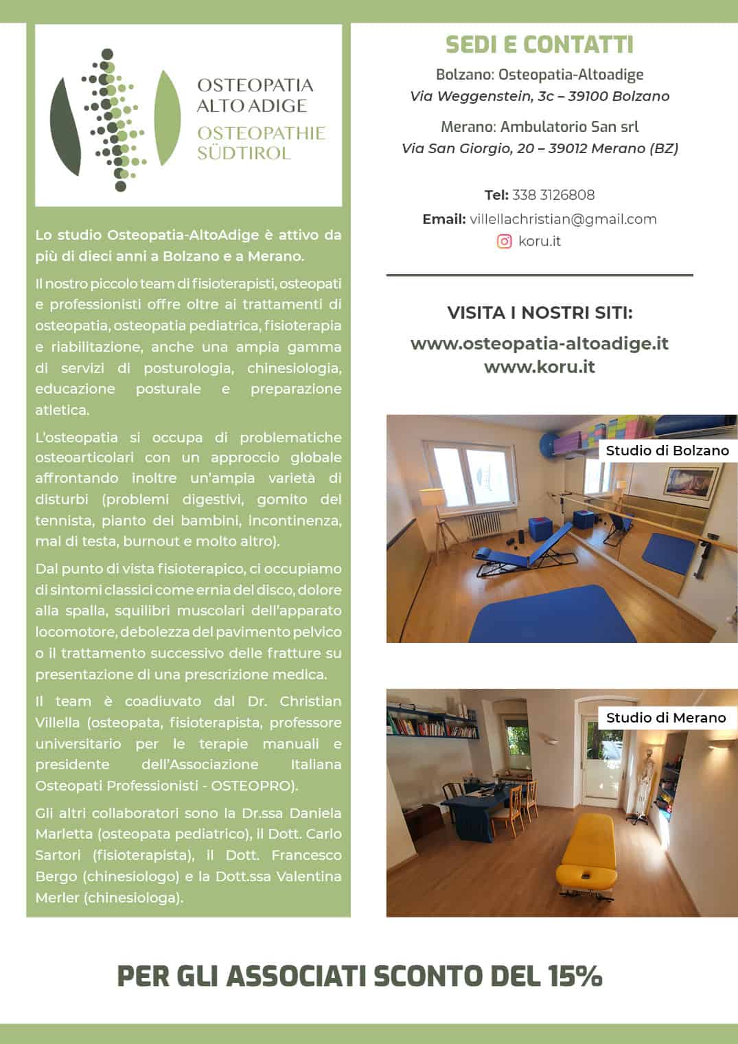 locandina presentazione osteopatia alto adige