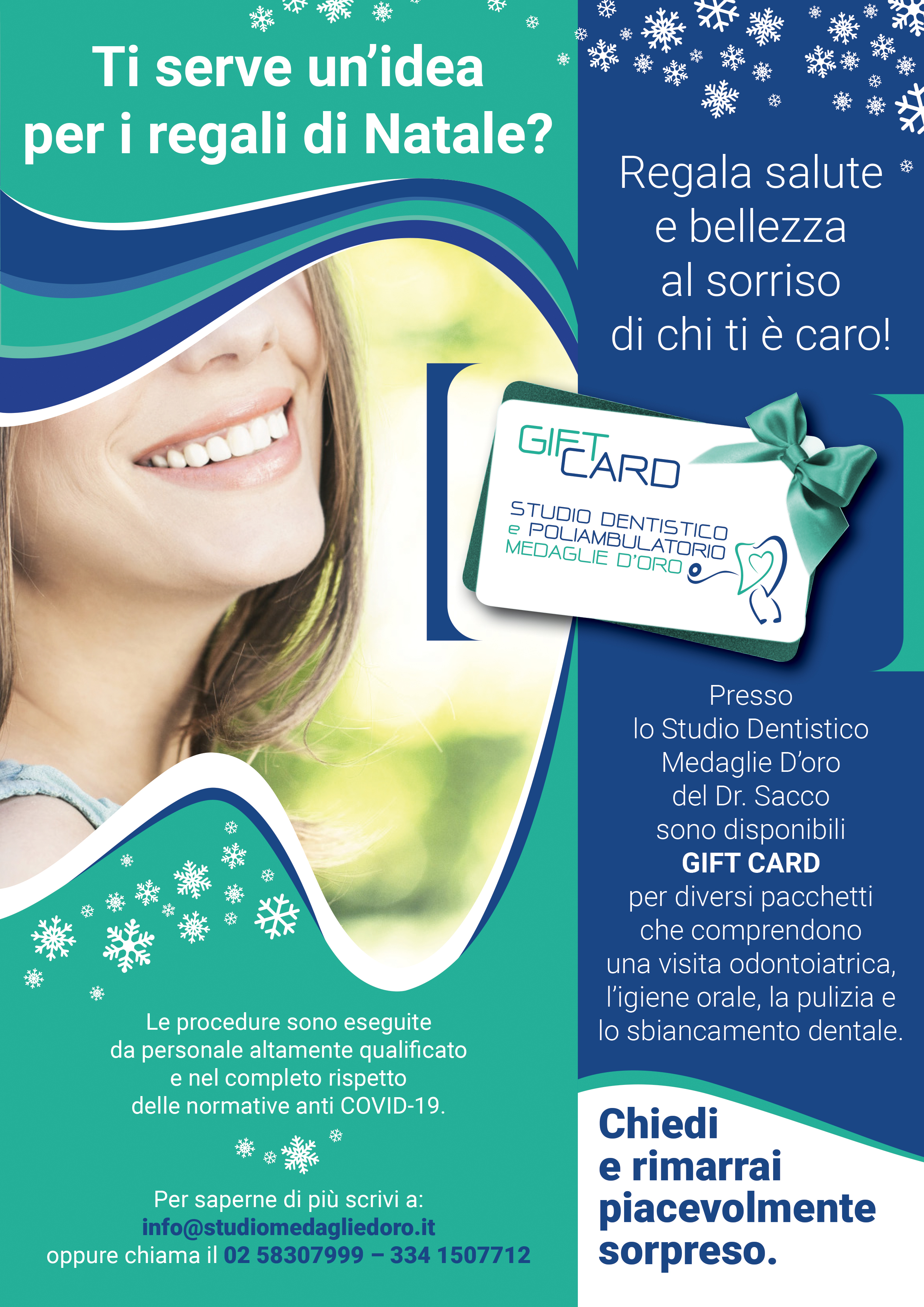 Offerta promozionale con GIFT CARD per diversi pacchetti per odontoiatria, igiene orale, pulizia e sbiancamento dentale