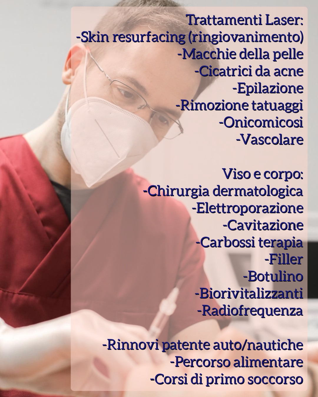 immagine con elenco dei trattamenti dello Studio Medico Santa Lucia