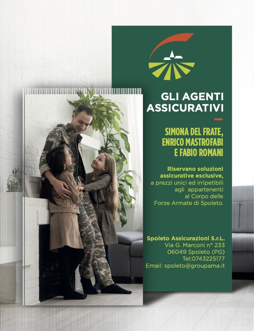 SIMONA DEL FRATE, ENRICO MASTROFABI E FABIO ROMANI Riservano soluzioni assicurative esclusive, a prezzi unici ed irripetibili agli appartenenti al Corpo delle Forze Armate di Spoleto.