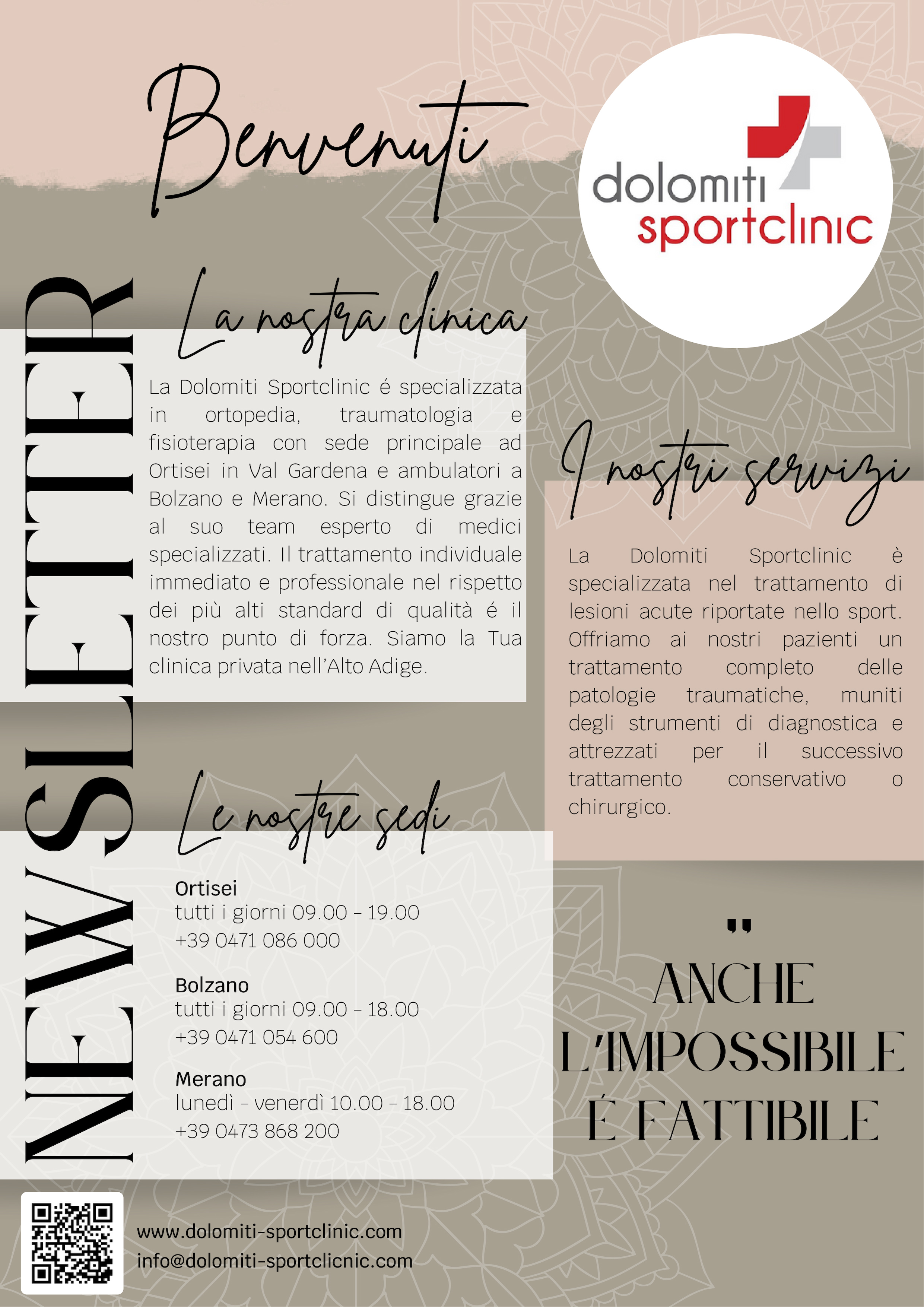 Locandina Dolomiti Sportclinic - Gennaio 2024