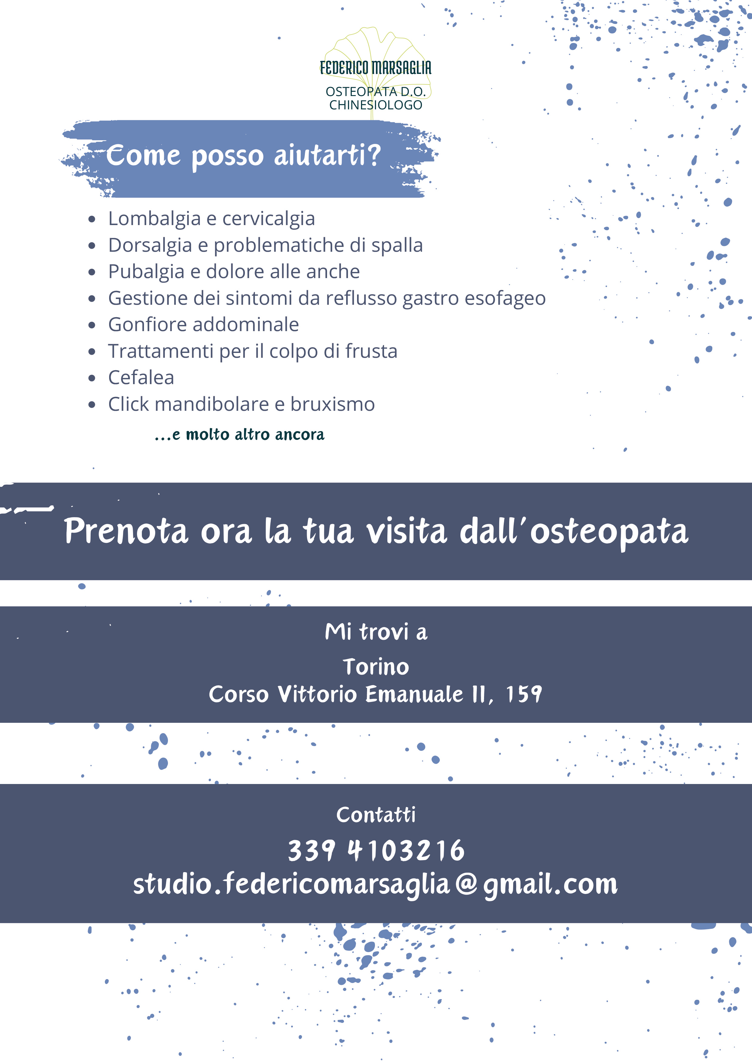 Dott. Federico Marsaglia - Osteopata D.O. e Chinesiologo Membro ROI