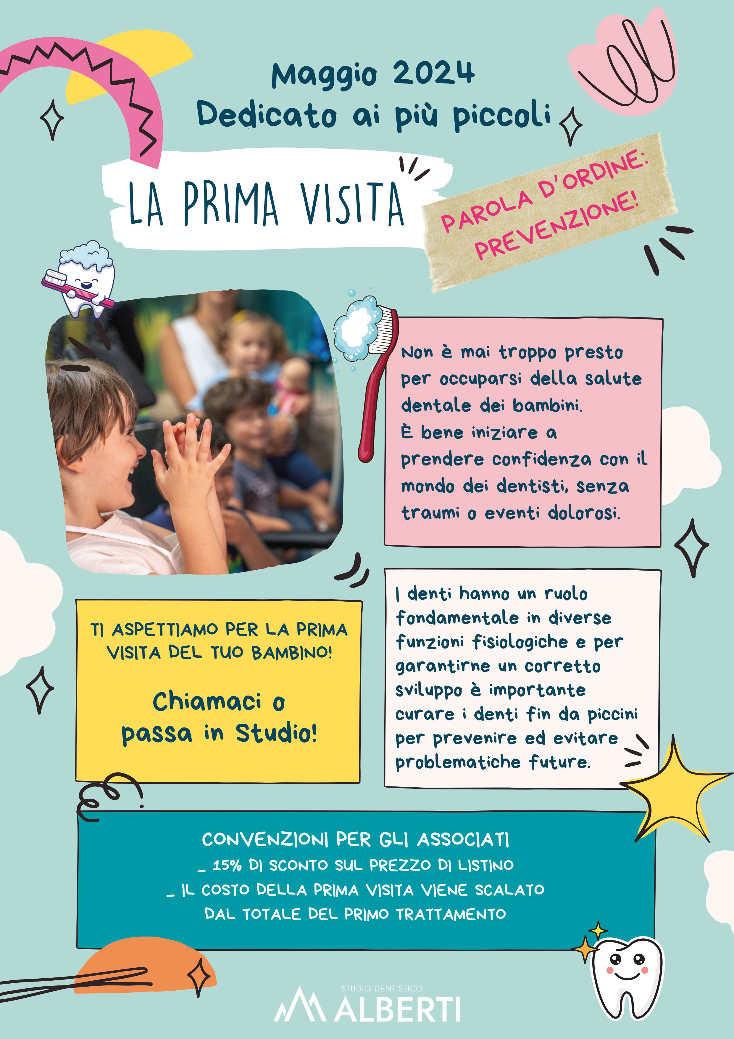 Locandina STUDIO DENTISTICO ALBERTI - Maggio dedicato ai più piccoli