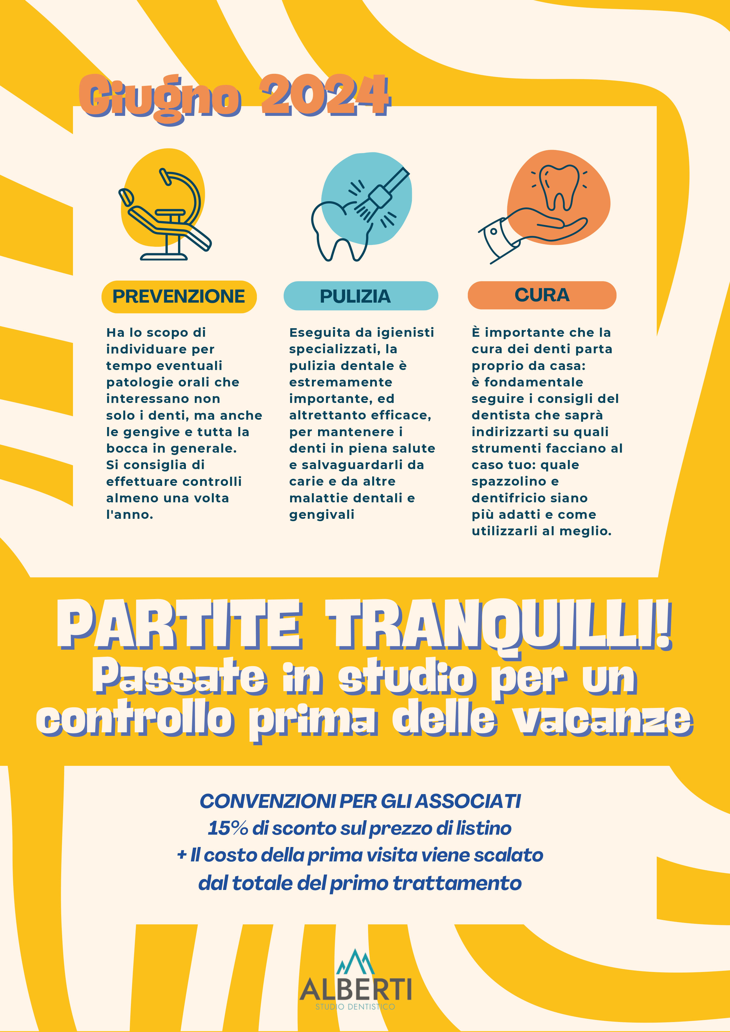 Locandina Partite Tranquilli! Controllo prima delle vacanze da Studio Dentistico Alberti