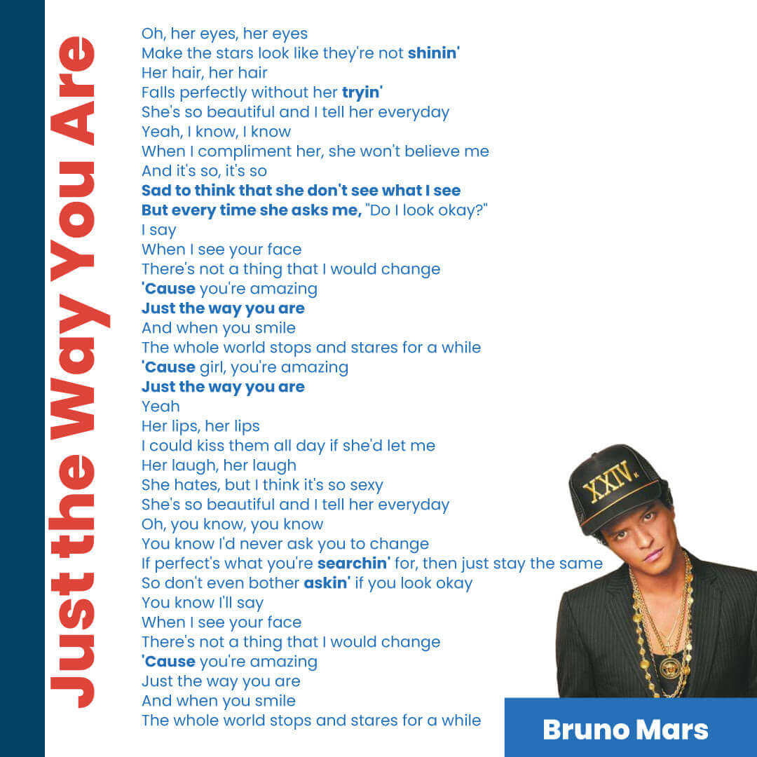 testo canzone "Just the way you are" di Bruno Mars