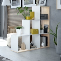 Libreria In Legno Design Moderno Bianco E Rovere